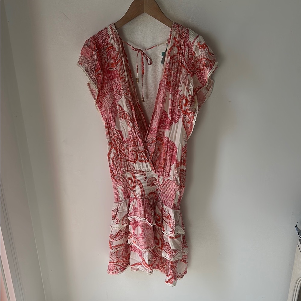Melissa Obadash Women's Pink Paisley Ruffle Swim Cover-Up Dress